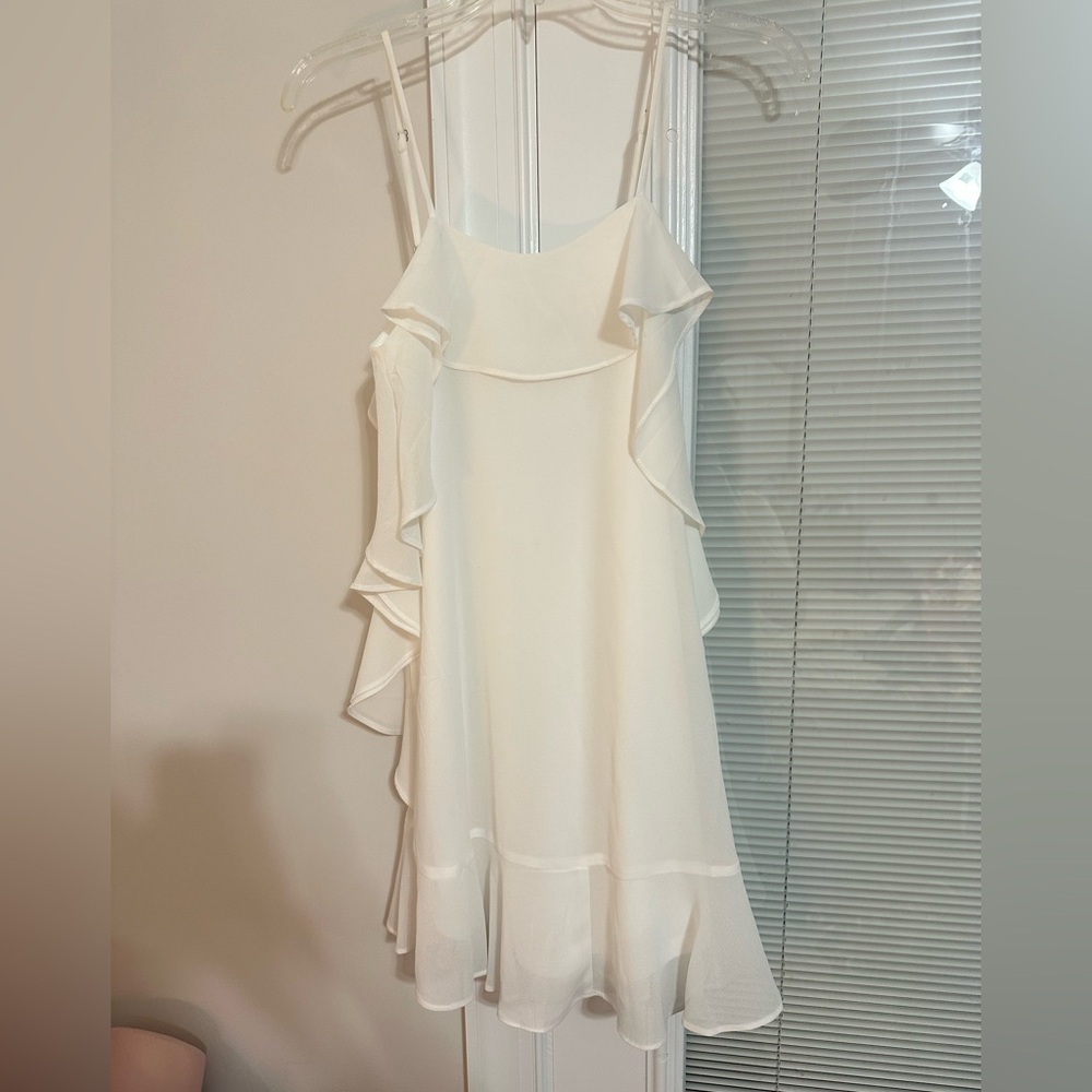 Love Riche White Ruffled Asymmetrical Sundress